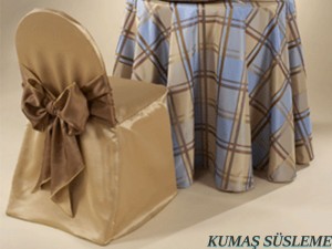 Sandalye saten kumaş süsleme